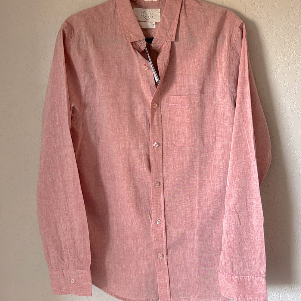 NWT Even Tide Linen Cotton Button Down Shirt | Stitch Fix | Size M | Red